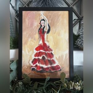 Flamenco Dancer Replica Painted by an unnamed artist in Spain 16” x 12”